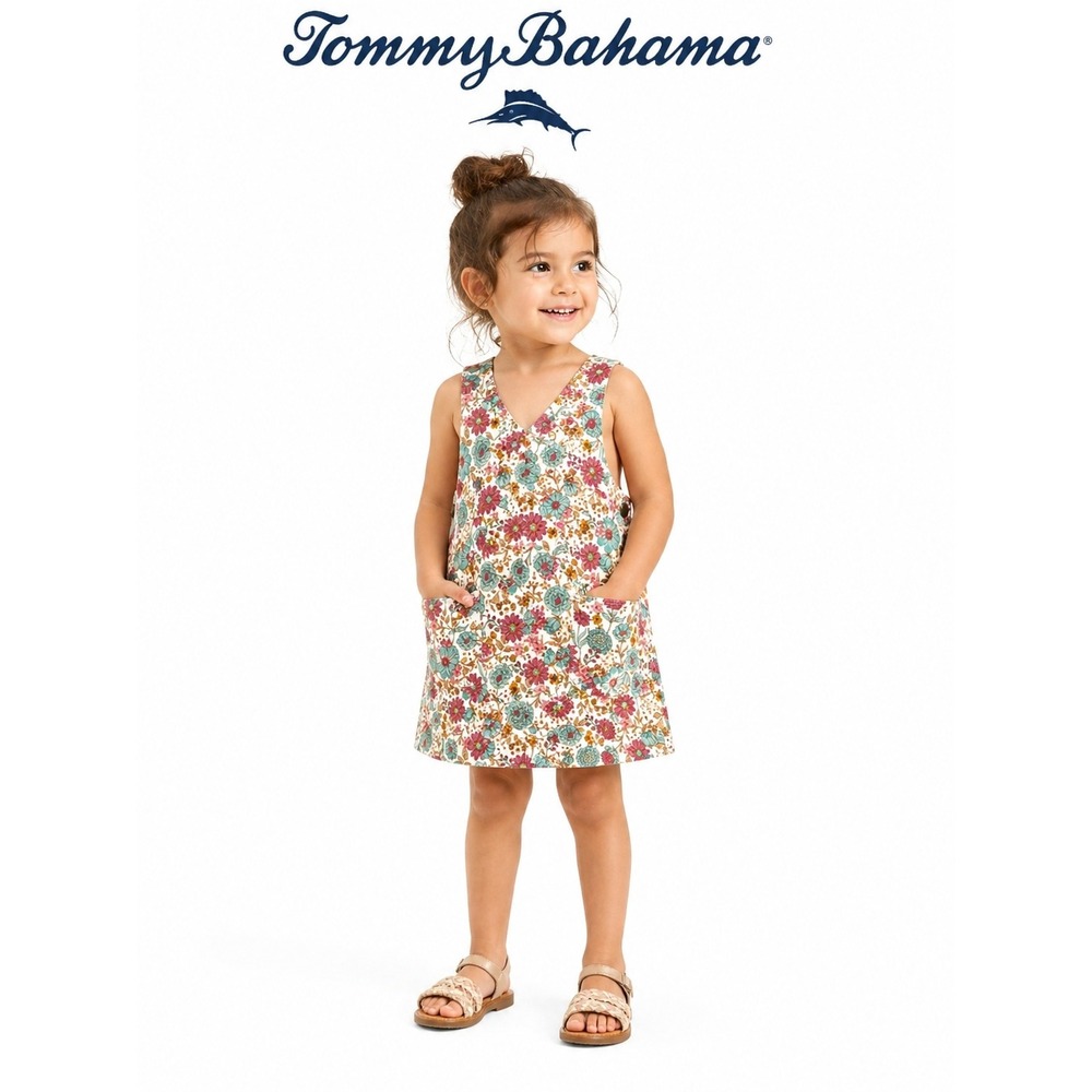 Tommy Bahama Toddler Floral Pinafore Dress 2T Boho Cottagecore